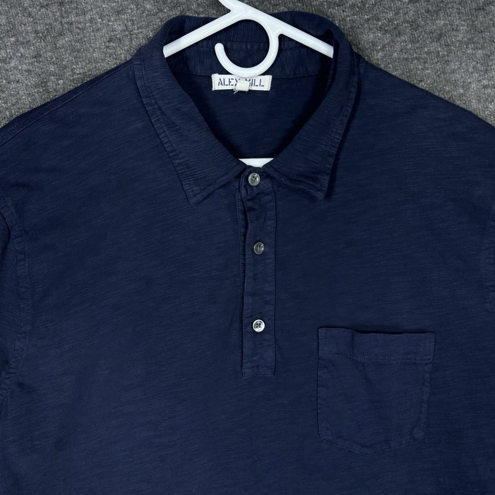 ALEX MILL Polo Shirt Mens XL Blue Pocket Casual Short Sleeve Preppy